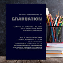 Moderne Navy Blue and Gray Graduation Party
