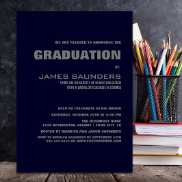 Moderne Navy Blue and Gray Graduation Party Einladung