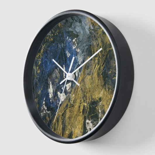 Moderne Navy Blue Black Gold Abstrakte Kunst Uhr (Winkel)