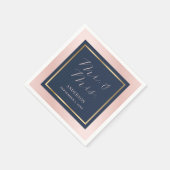Moderne Navy Blue Blush and Gold Wedkins Serviette (Ecke)