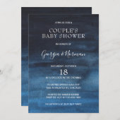 Moderne Navy Blue Boy Couples Kinderdusche Einladung (Vorne/Hinten)