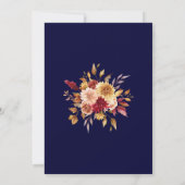 Moderne Navy Blue Burnt Orange Wildblumen Hochzeit Save The Date (Rückseite)
