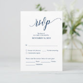 Moderne Navy Blue Calligraphy, Wedding Dinner UAWG Begleitkarte (Stehend Vorderseite)