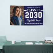 Moderne Navy Blue Class 2022 Foto Abschluss Banner (Messeveranstaltung)