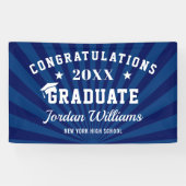 Moderne Navy Blue Class der Graduation Party 2024 Banner (Horizontal)