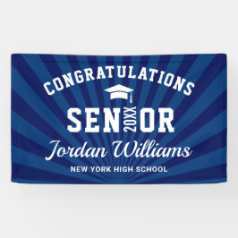 Moderne Navy Blue Class der Graduation Party 2024 Banner