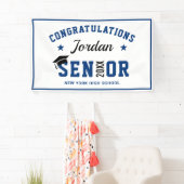 Moderne Navy Blue Class der Graduation Party 2024 Banner (Insitu)