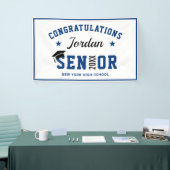 Moderne Navy Blue Class der Graduation Party 2024 Banner (Messeveranstaltung)