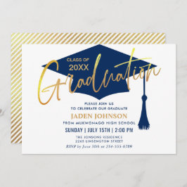 Moderne Navy Blue Class der Graduation Party 2024 Einladung