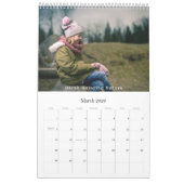 Moderne Navy Blue Color Block Family Foto Collage Kalender (Mär 2026)