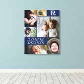 Moderne Navy Blue Color Block Family Foto Collage Leinwanddruck (Insitu (Holzboden))