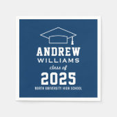 Moderne Navy Blue Custom 2025 Graduation Party Serviette (Vorderseite)