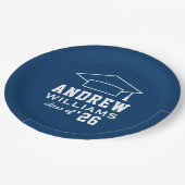 Moderne Navy Blue Custom Graduation Party Pappteller (Schrägansicht)