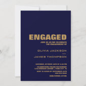 Moderne Navy Blue Engagement Party Einladung (Vorderseite)