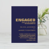 Moderne Navy Blue Engagement Party Einladung (Stehend Vorderseite)