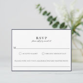 Moderne Navy Blue Food Allergie RSVP Card (Stehend Vorderseite)