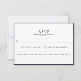 Moderne Navy Blue Food Allergie RSVP Card
