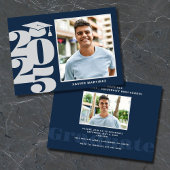 Moderne Navy Blue Foto Graduation Party Einladung