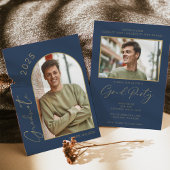 Moderne Navy Blue Foto Graduation Party Einladung