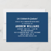 Moderne Navy Blue Foto Graduation Party Einladung (Rückseite)