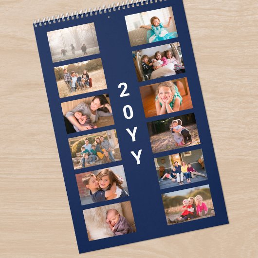 Moderne Navy-Blue-Fotoabdeckung Kalender