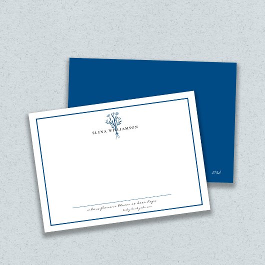 Moderne Navy Blue Frame Blume & Hope Personalisier Mitteilungskarte