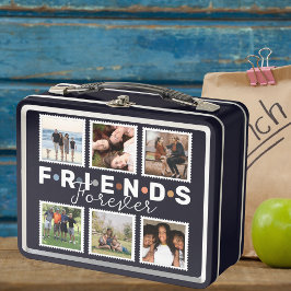 Moderne Navy Blue Friends Forever Foto Collage Metall Brotdose