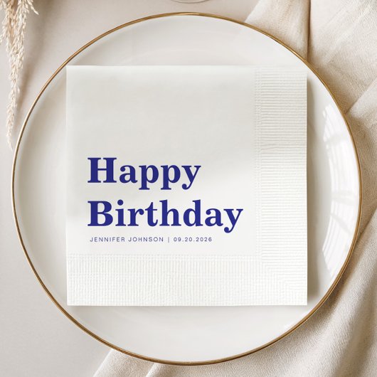Moderne Navy-Blue-Geburtstag Serviette