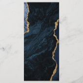 Moderne Navy Blue Gold Agate Hochzeit Menükarte (Rückseite)