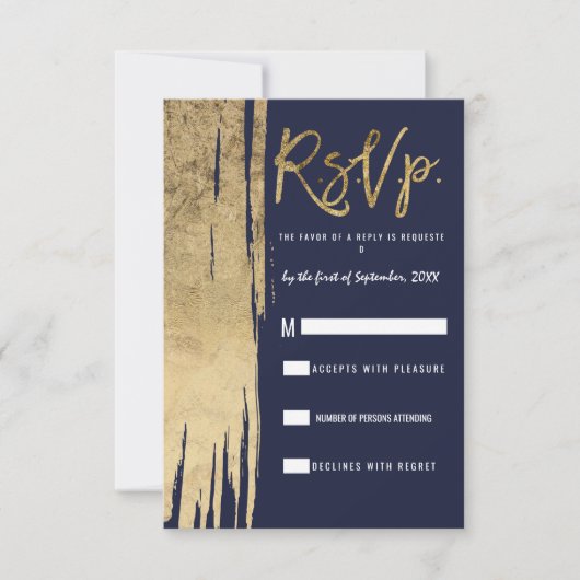 Moderne Navy Blue Gold einfache Pinselstriche UAWG Einladung (Vorderseite)