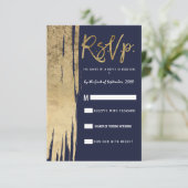 Moderne Navy Blue Gold einfache Pinselstriche UAWG Einladung (Stehend Vorderseite)