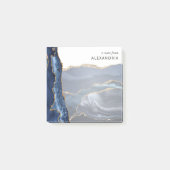 Moderne Navy Blue Gold Foil Marble Agate Geode Nie Post-it Klebezettel (Vorderseite)