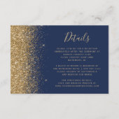 Moderne Navy Blue Gold Glitzer Edge Wedding Detail Begleitkarte (Vorderseite)