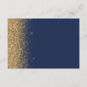 Moderne Navy Blue Gold Glitzer Edge Wedding Detail Begleitkarte (Rückseite)