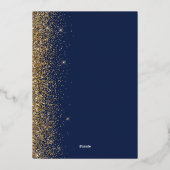 Moderne Navy Blue Gold Glitzer Edge Wedding Folieneinladung (Rückseite)