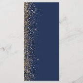 Moderne Navy Blue Gold Glitzer Edge Wedding Menükarte (Rückseite)