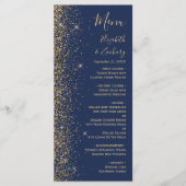 Moderne Navy Blue Gold Glitzer Edge Wedding Menükarte (Vorderseite)