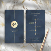 Moderne Navy Blue & Gold Monogram Business Card Visitenkarte