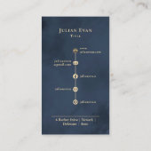 Moderne Navy Blue & Gold Monogram Business Card Visitenkarte (Rückseite)