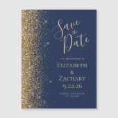 Moderne Navy Blue Gold Save the Date Magnetkarte (Vorderseite)