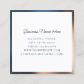 Moderne Navy Blue Gold stilvoller Luxus Quadratische Visitenkarte (Rückseite)