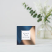 Moderne Navy Blue Gold stilvoller Luxus Quadratische Visitenkarte (Stehend Vorderseite)