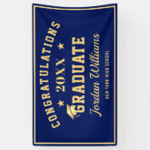 Moderne Navy Blue Golden 2024 Graduation Party Banner (Vertikal)