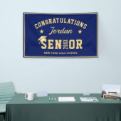 Moderne Navy Blue Golden 2024 Graduation Party Banner (Messeveranstaltung)