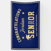 Moderne Navy Blue Golden 2024 Graduation Party Banner (Vertikal)