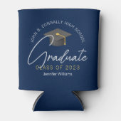 Moderne Navy Blue Graduate Custom Graduate Party Dosenkühler (Vorderseite)