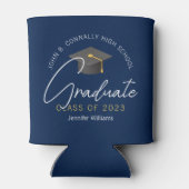 Moderne Navy Blue Graduate Custom Graduate Party Dosenkühler (Rückseite)