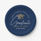Moderne Navy Blue Graduate Custom Graduate Party Pappteller (Vorderseite)