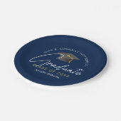 Moderne Navy Blue Graduate Custom Graduate Party Pappteller (Schrägansicht)