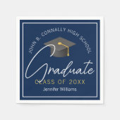Moderne Navy Blue Graduate Custom Graduate Party Serviette (Vorderseite)
